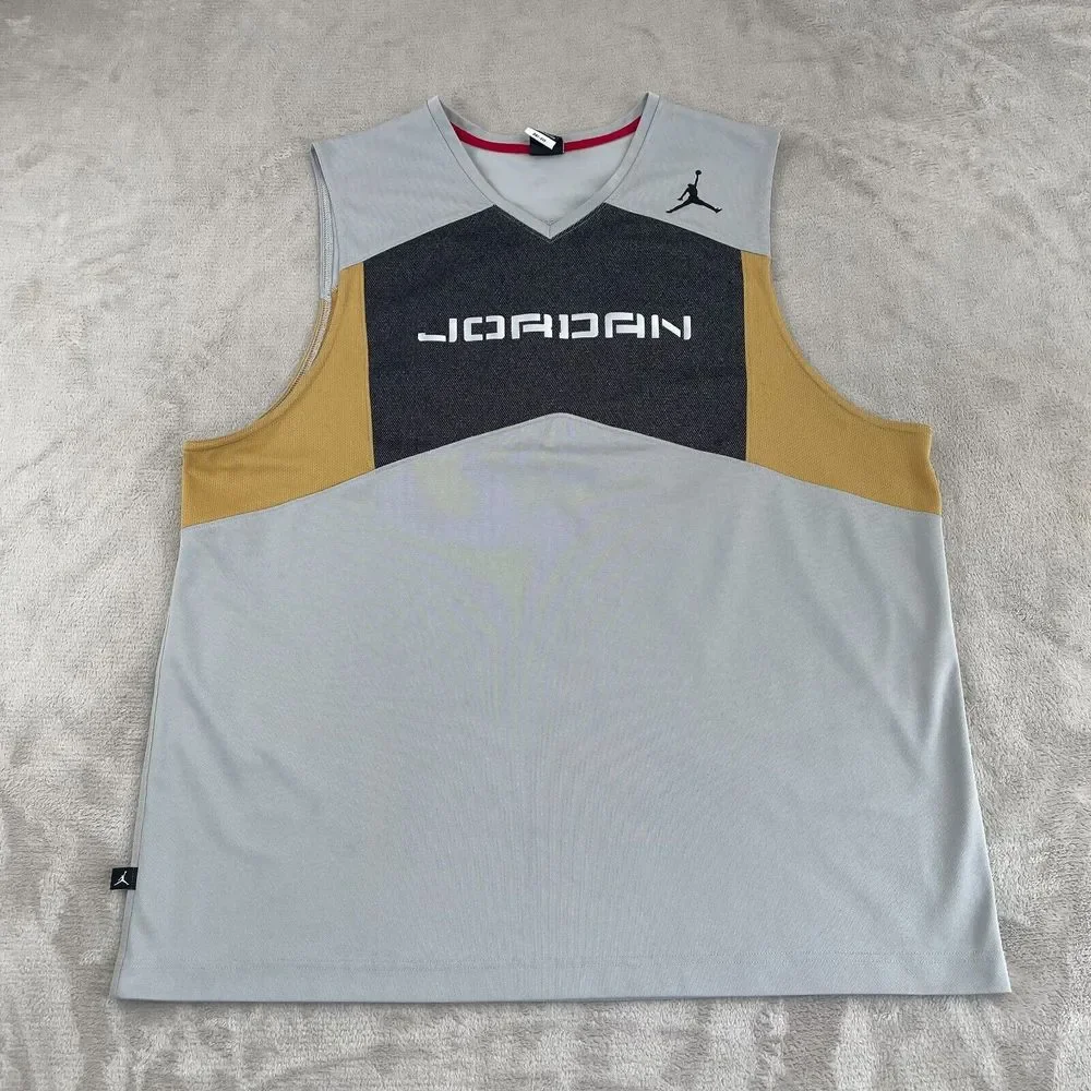 Nike Air Jordan Jersey Men 2XL Grey ColorBlock‎ Competition Sleeveless NWOT